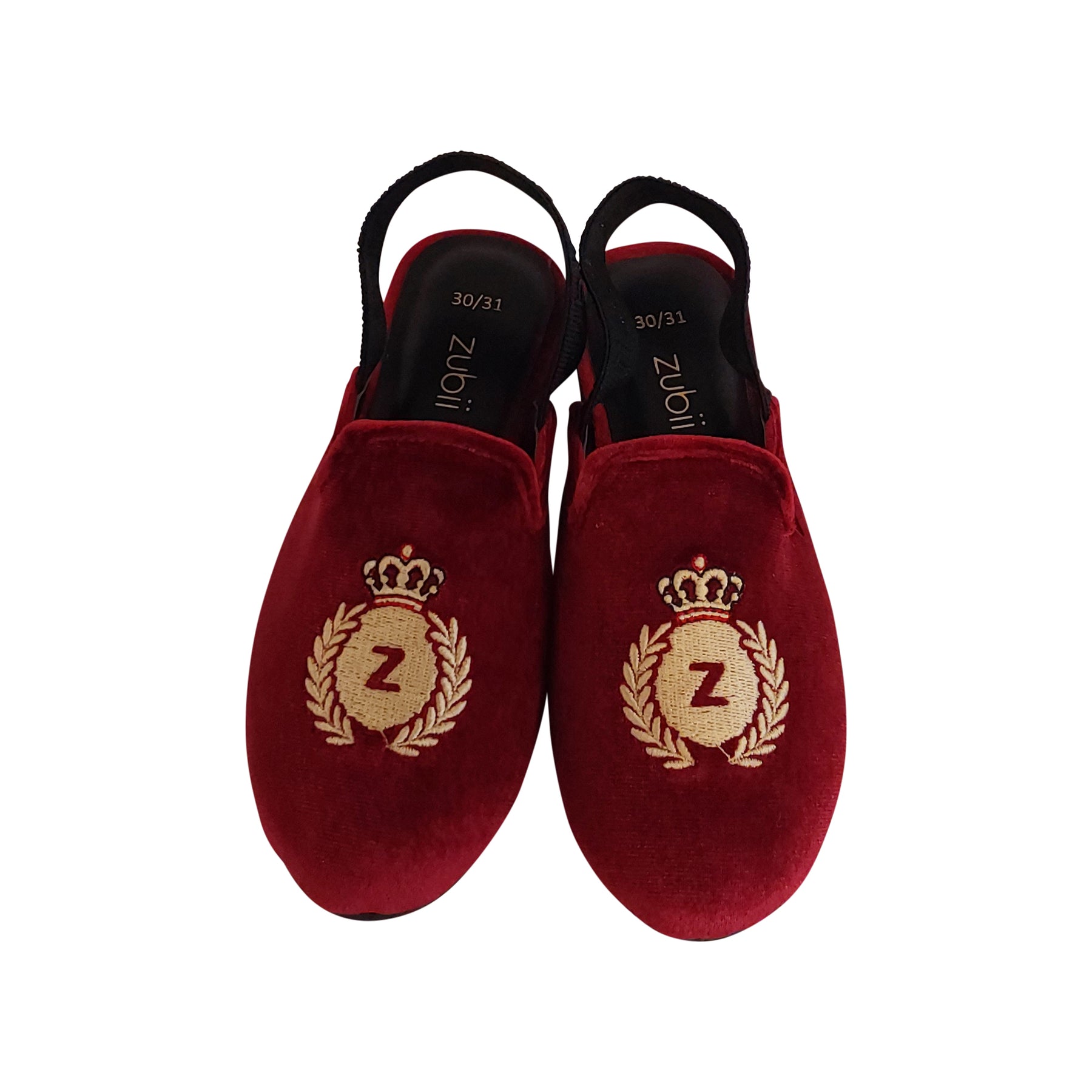 Velvet Emblem Sling Back Slippers