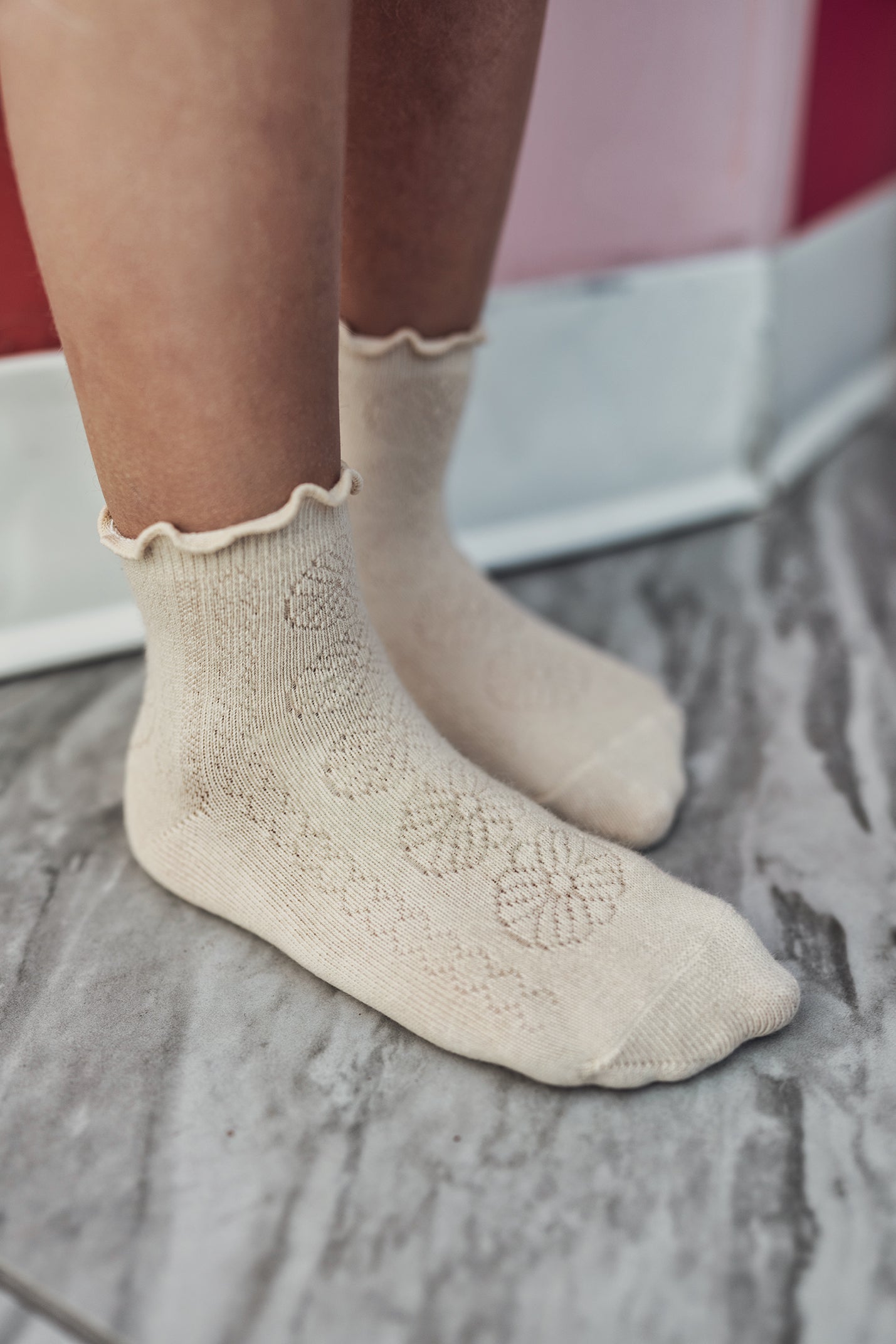 Front Flower Texture Ankle