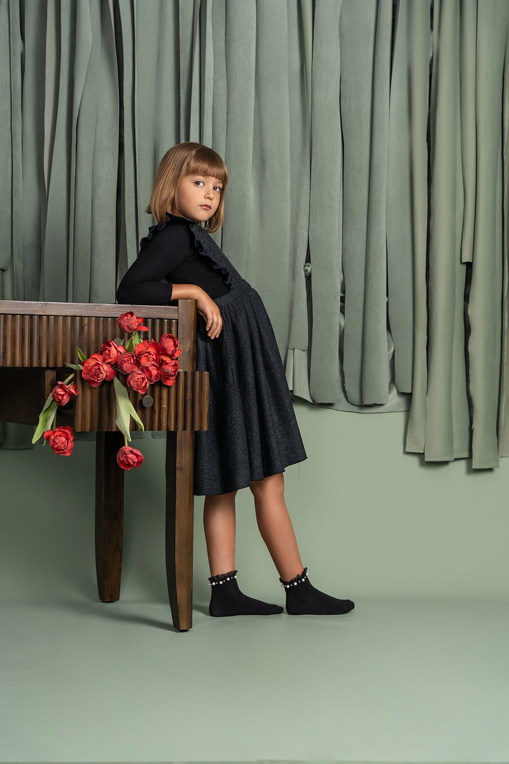 Pearl/Stud Ruffle Ankle
