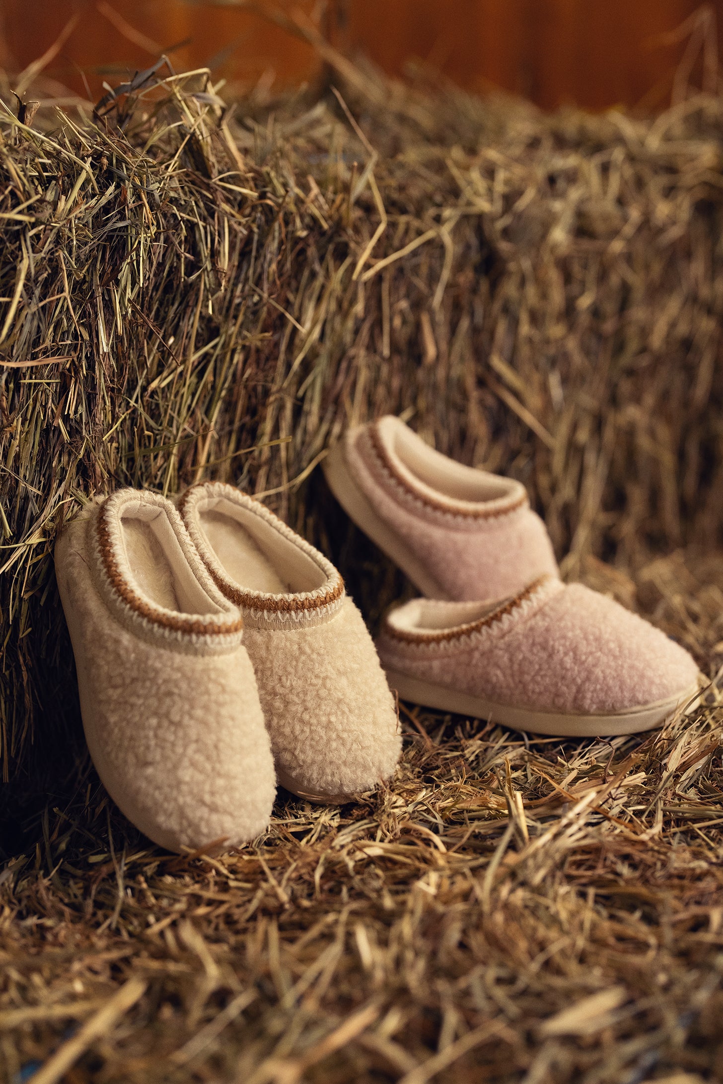 Shearling Embroidered Trim Slipper
