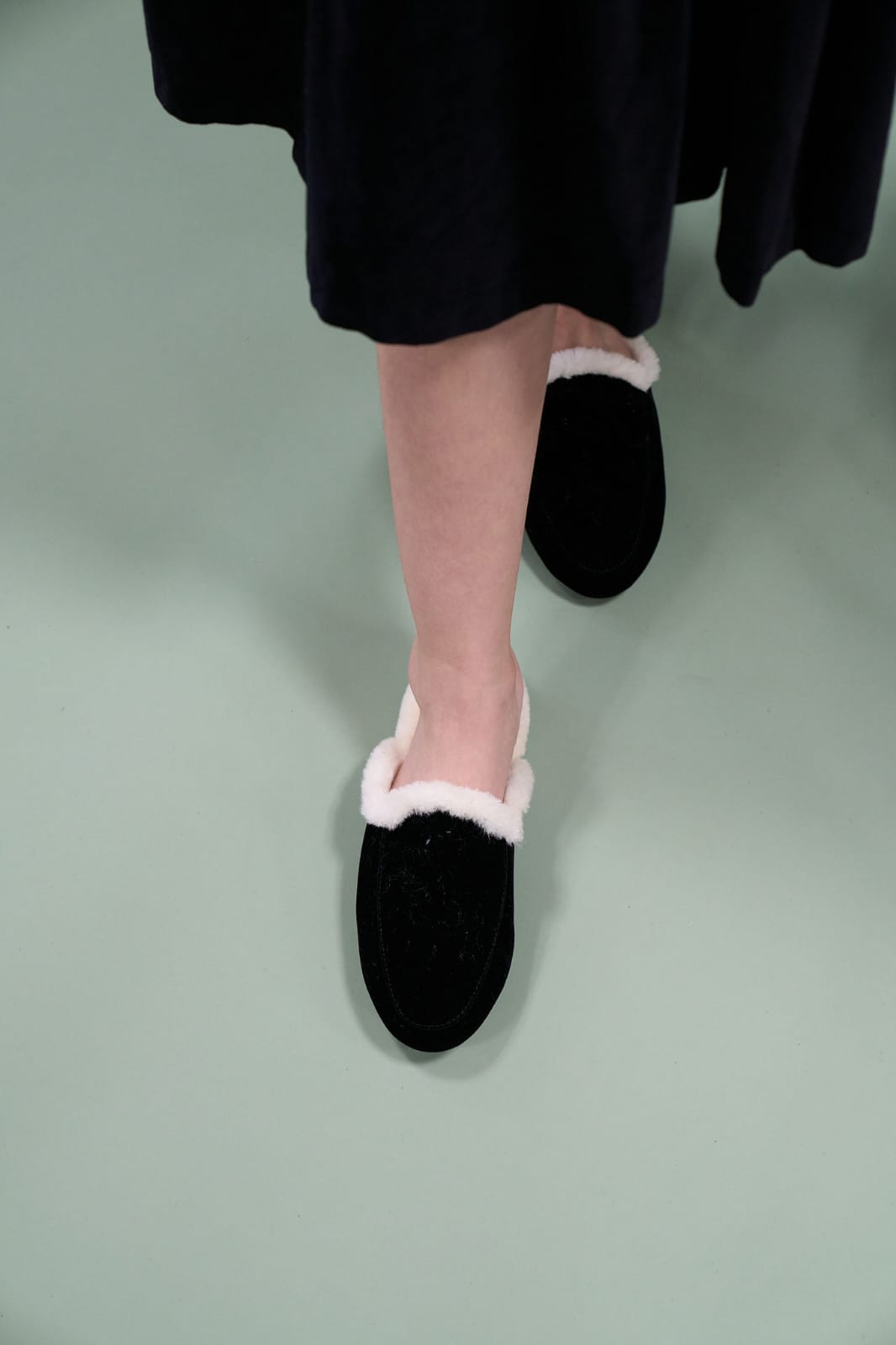 Fur Lined Velvet Slippers