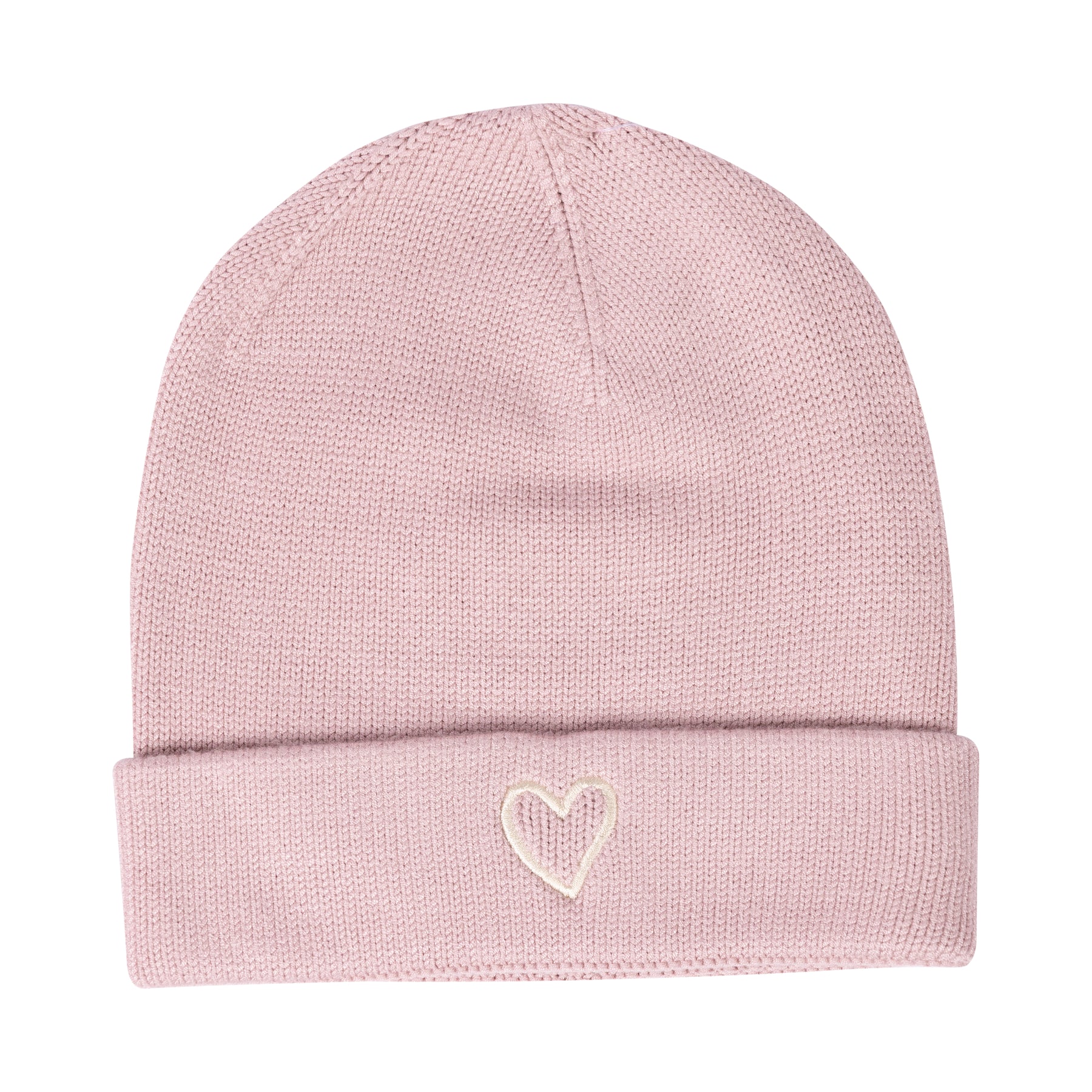 Embroidered Heart Beanie with Cuff