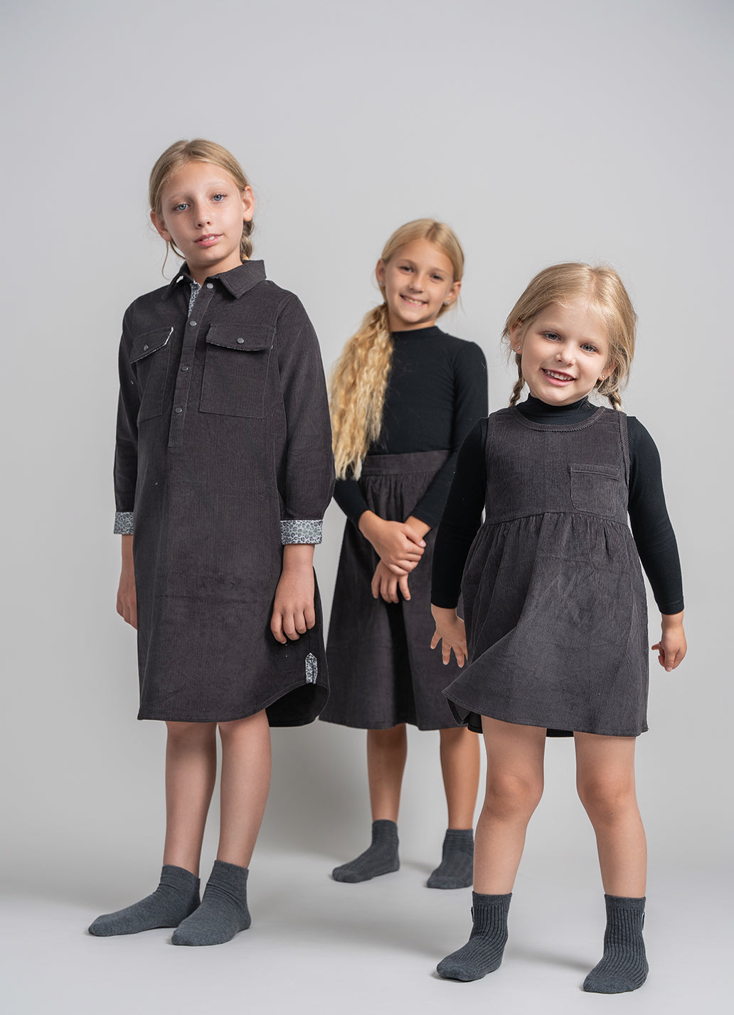 NUMU Corduroy Jumper Dress Charcoal