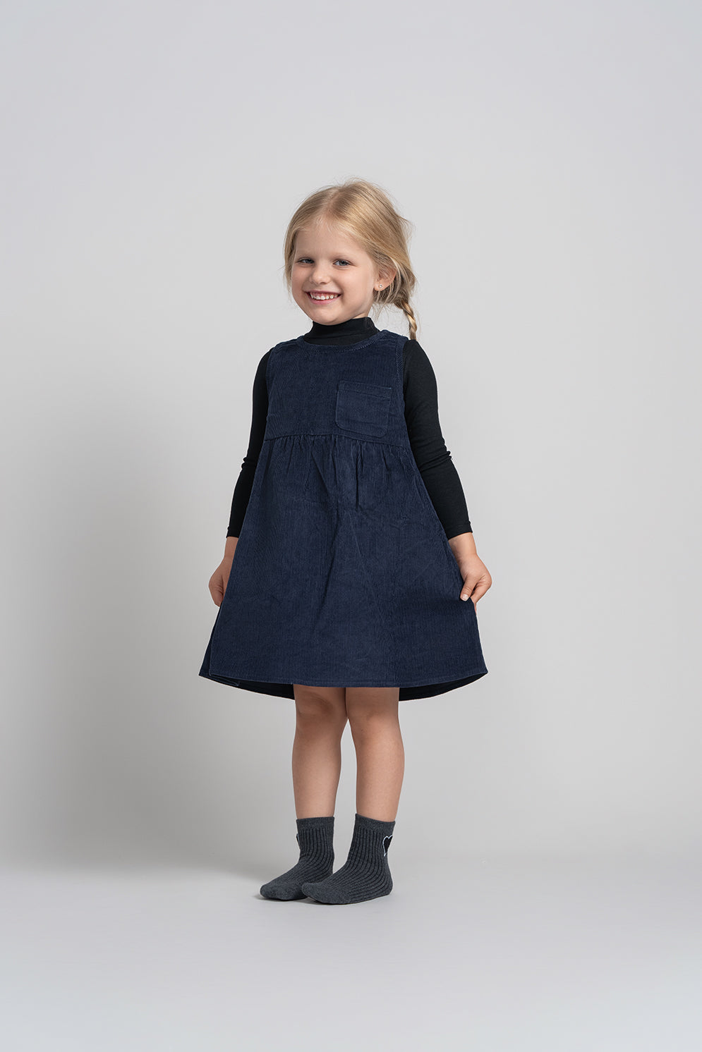 NUMU Corduroy Jumper Dress Navy