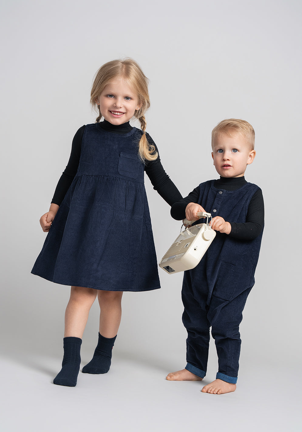 NUMU Corduroy Jumper Dress Navy