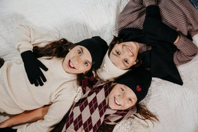 Embroidered Double Heart Beanie with Cuff