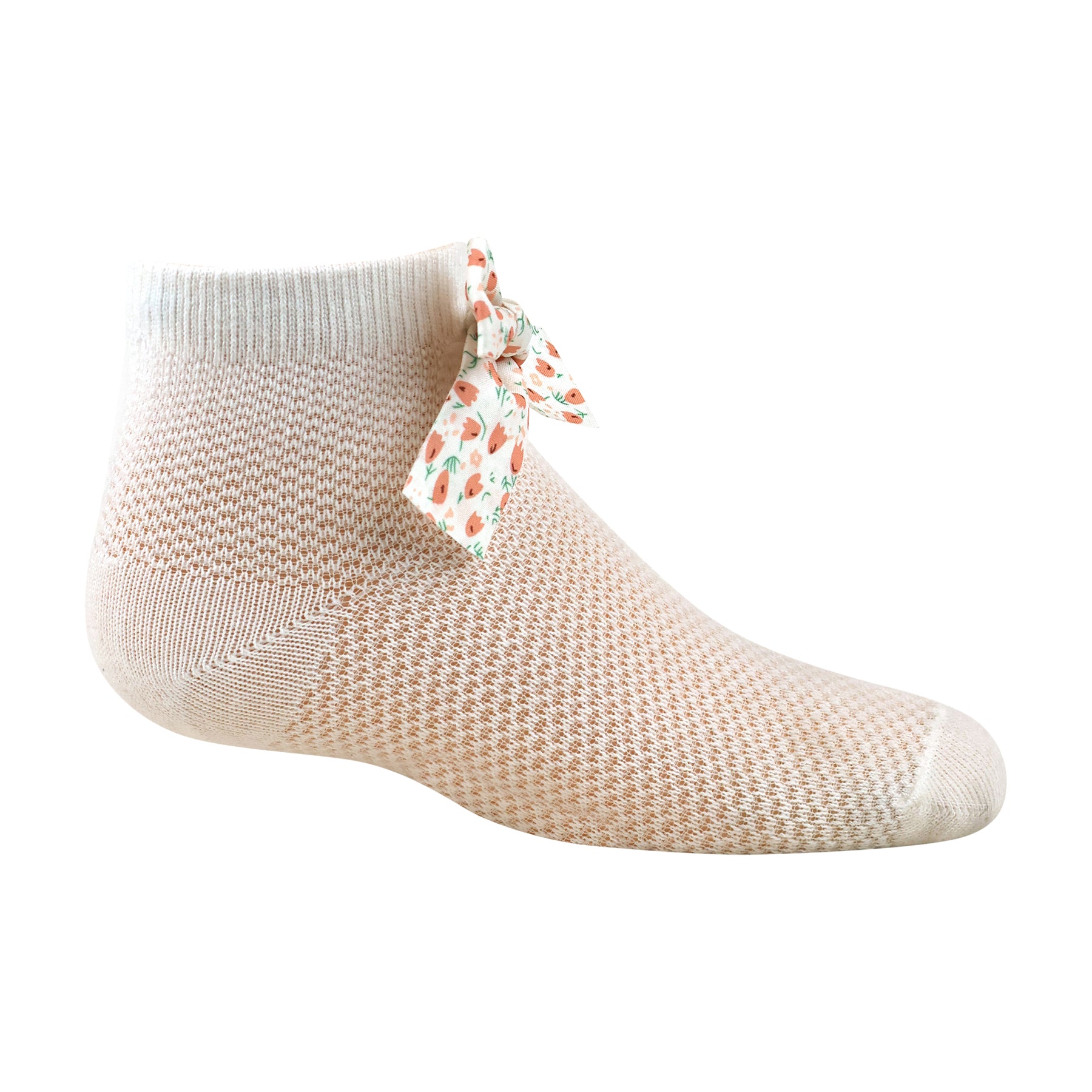 Fishnet With Floral Bow Ankle