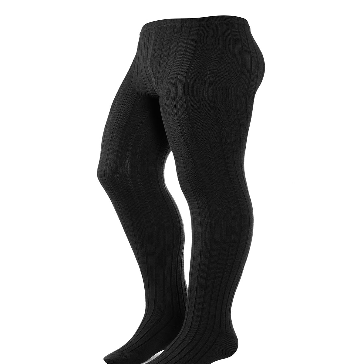 Wide Width Ribbed Cotton TIghts
