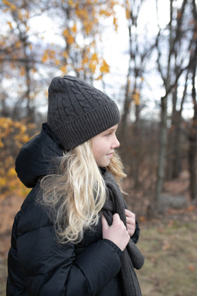 Cable Knit Beanie-Women/Teens