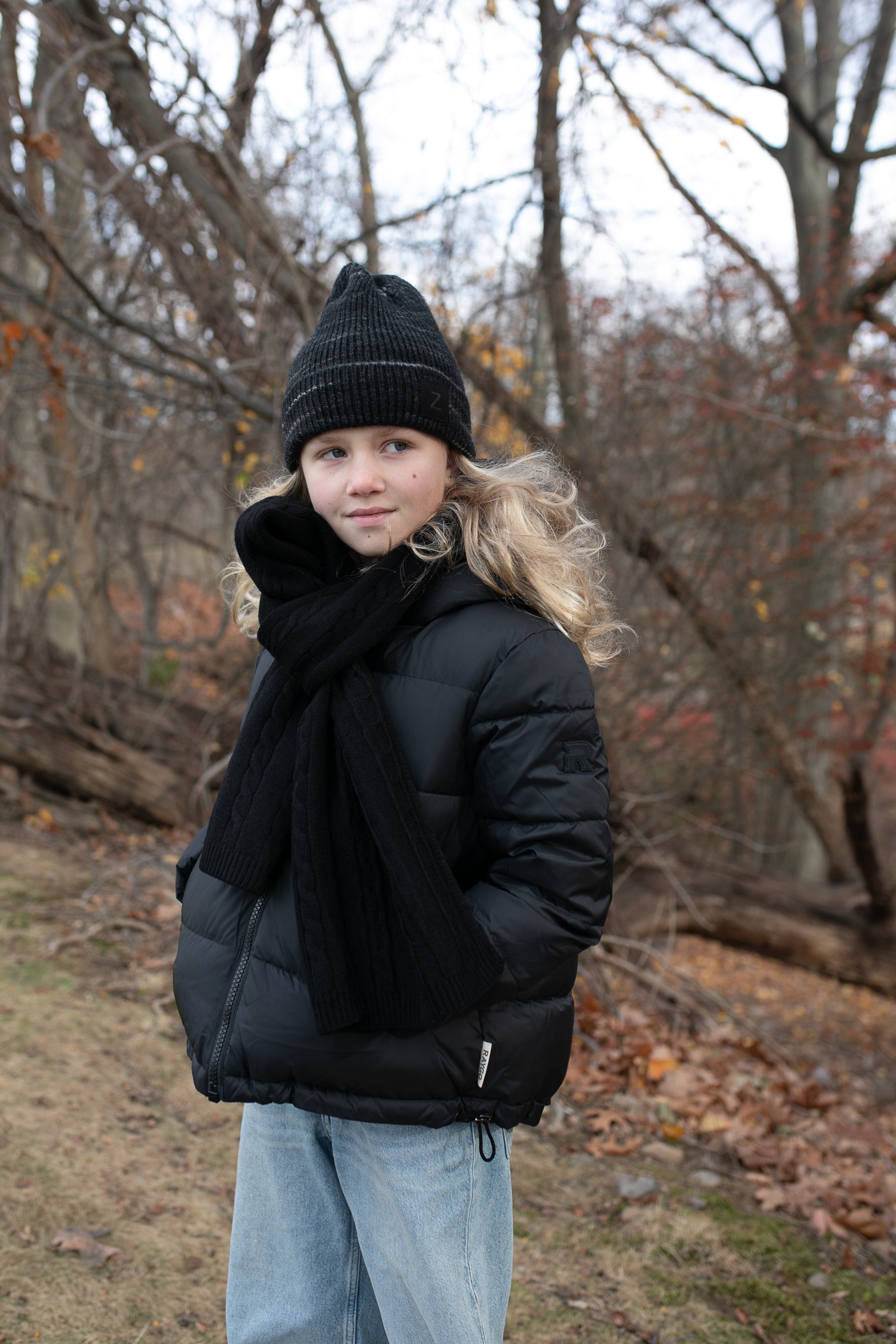 Chunky Ribbed Beanie with Cuff,Grey and Black Heather