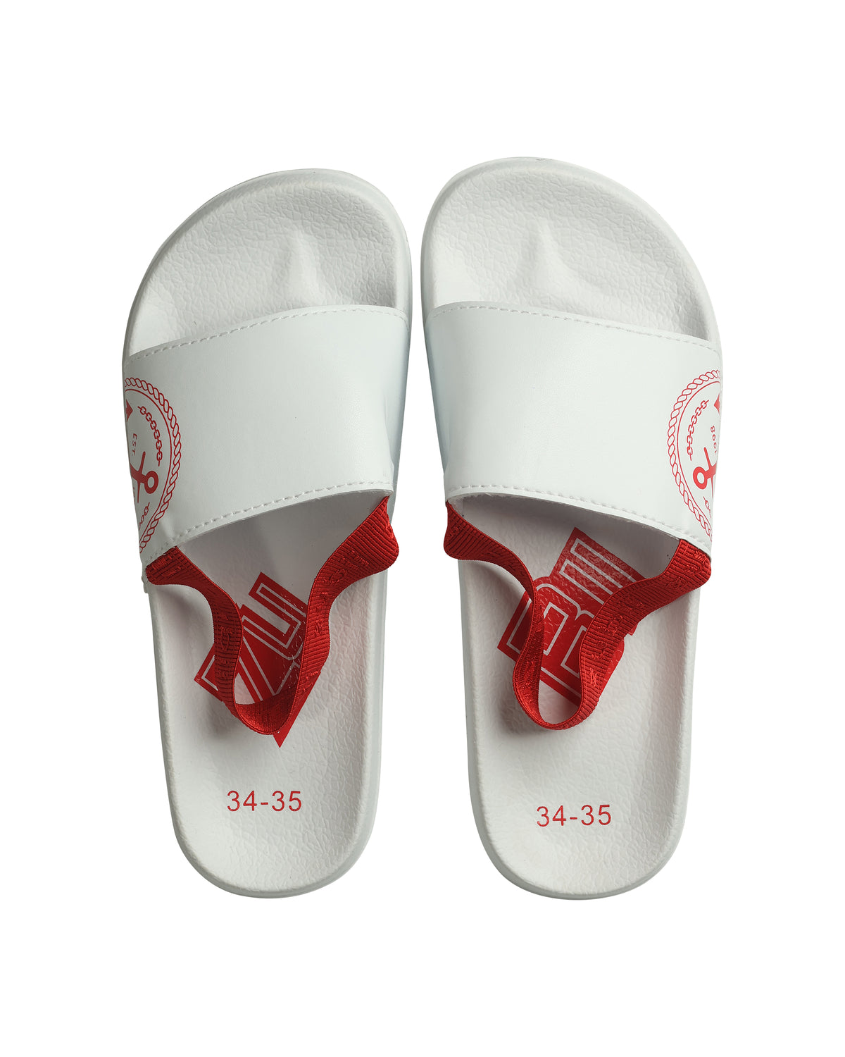 Nautical Slingback Slides - White/Red