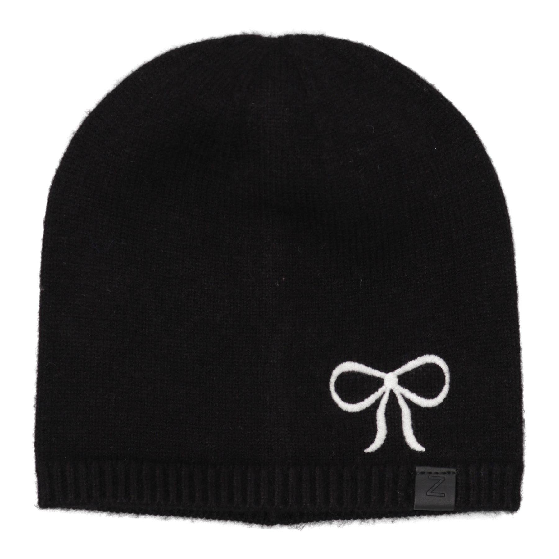 Embroidered Bow Beanie