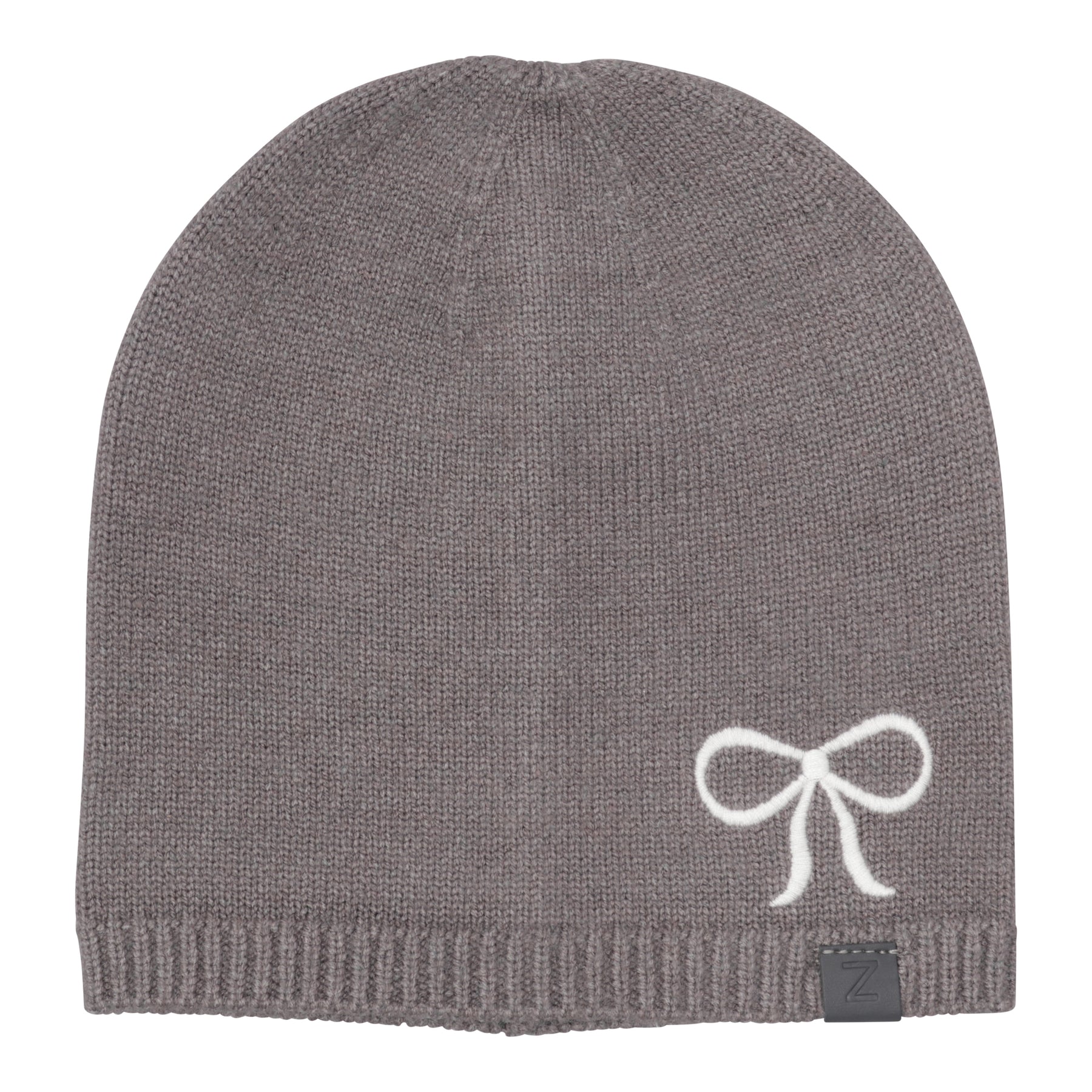 Embroidered Bow Beanie