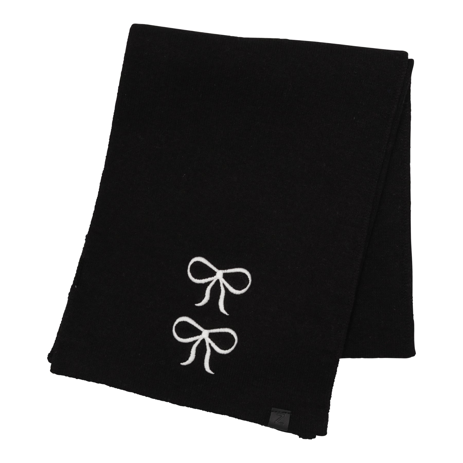 Embroidered Bow Scarf