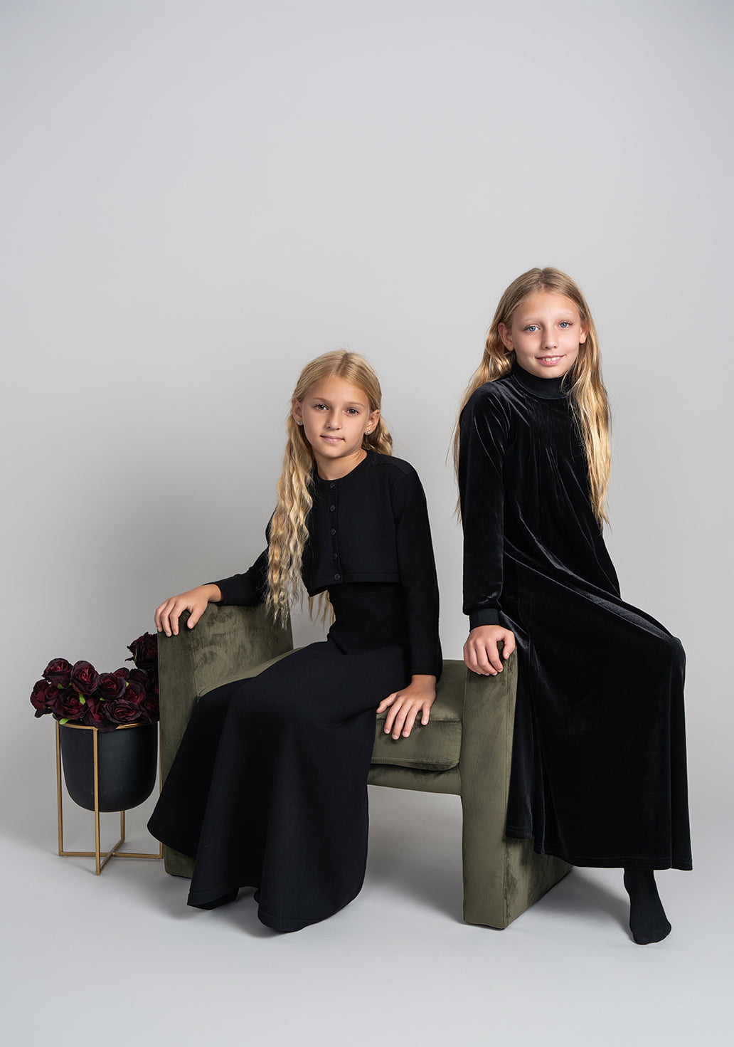 NUMU Velour Maxi Dress/Knit Mockneck Black