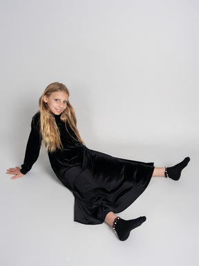 NUMU Velour Maxi Dress/Knit Mockneck Black