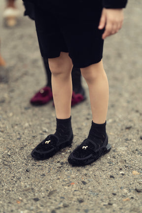 Crushed Velvet Slippers-Black
