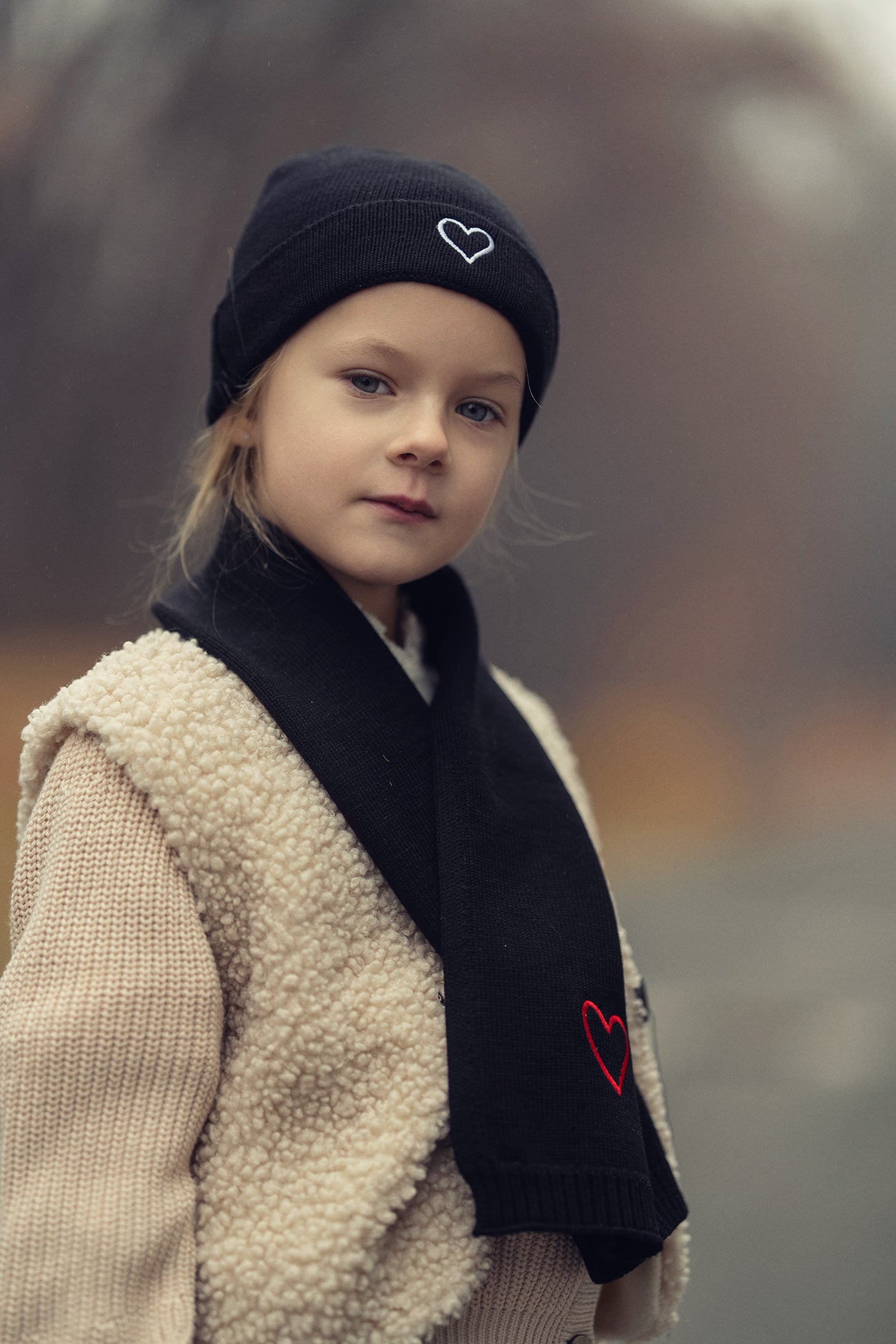Embroidered Heart Beanie with Cuff