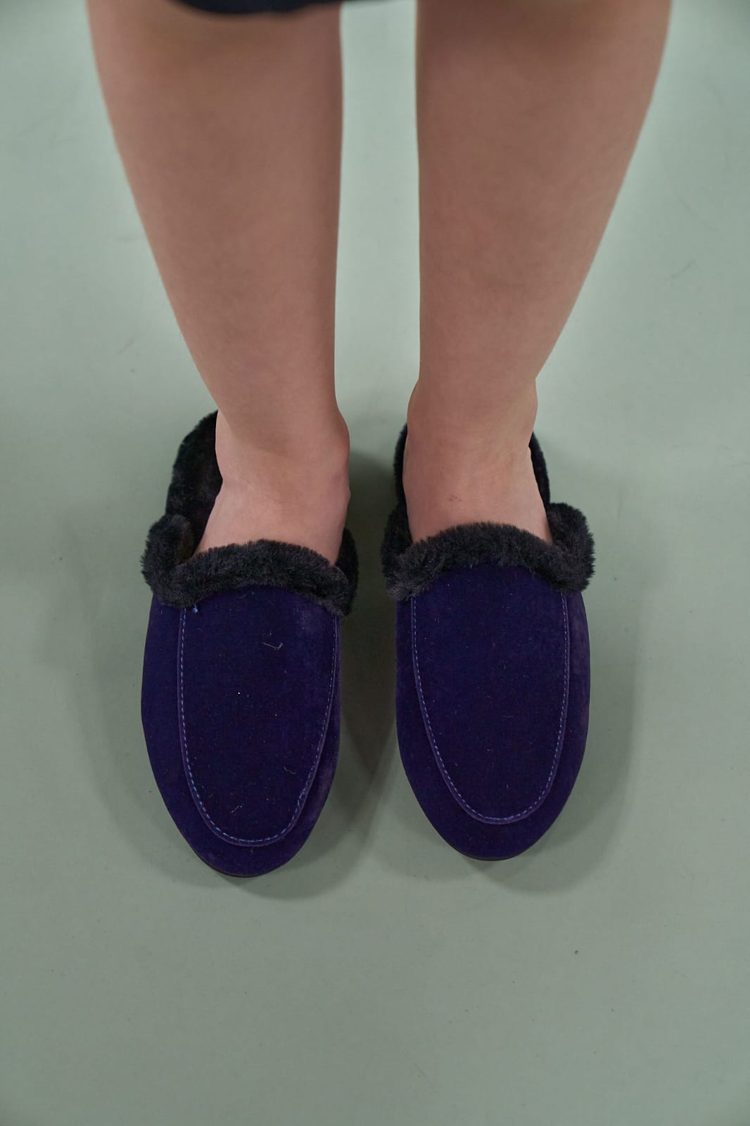 Fur Lined Velvet Slippers