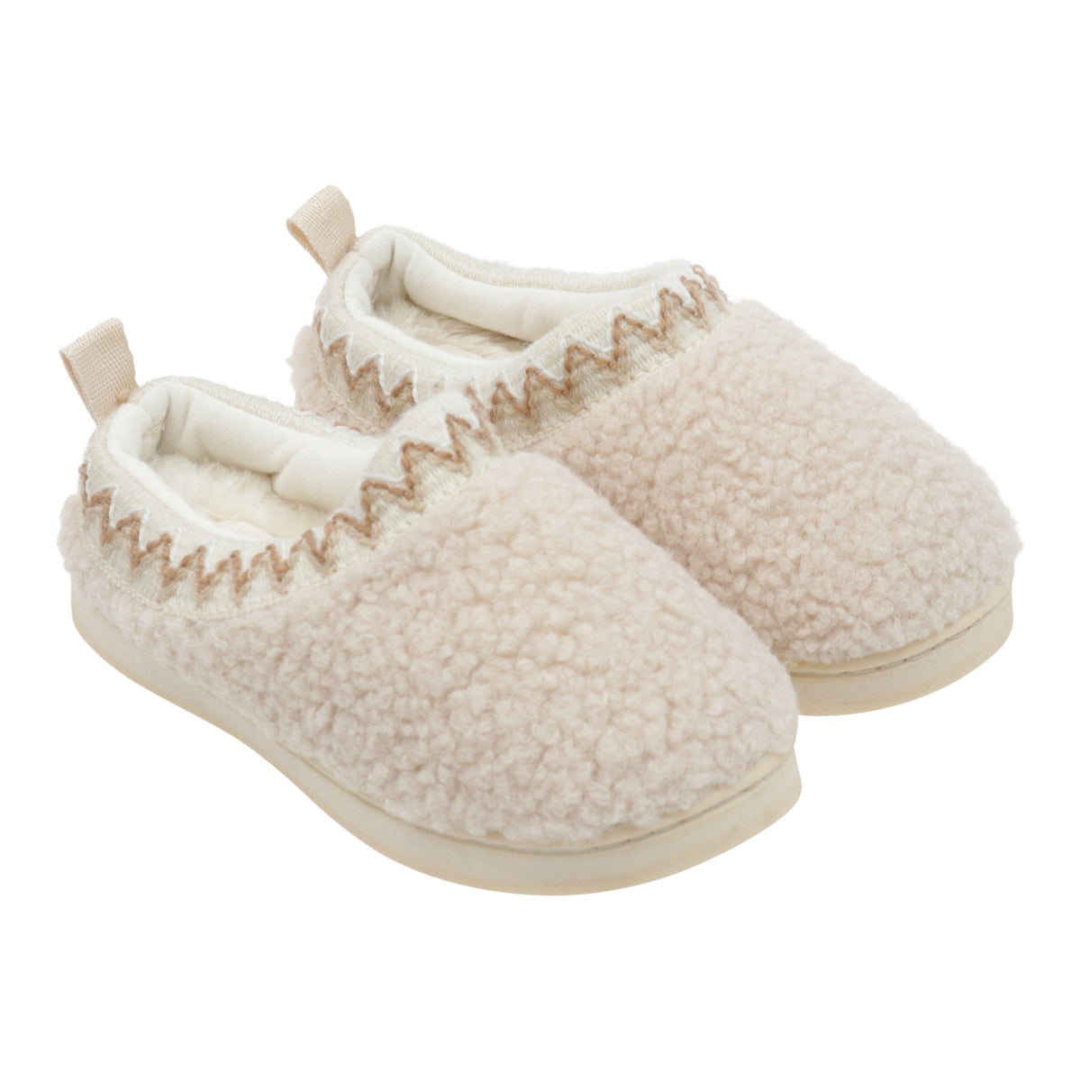 Shearling Embroidered Trim Slipper