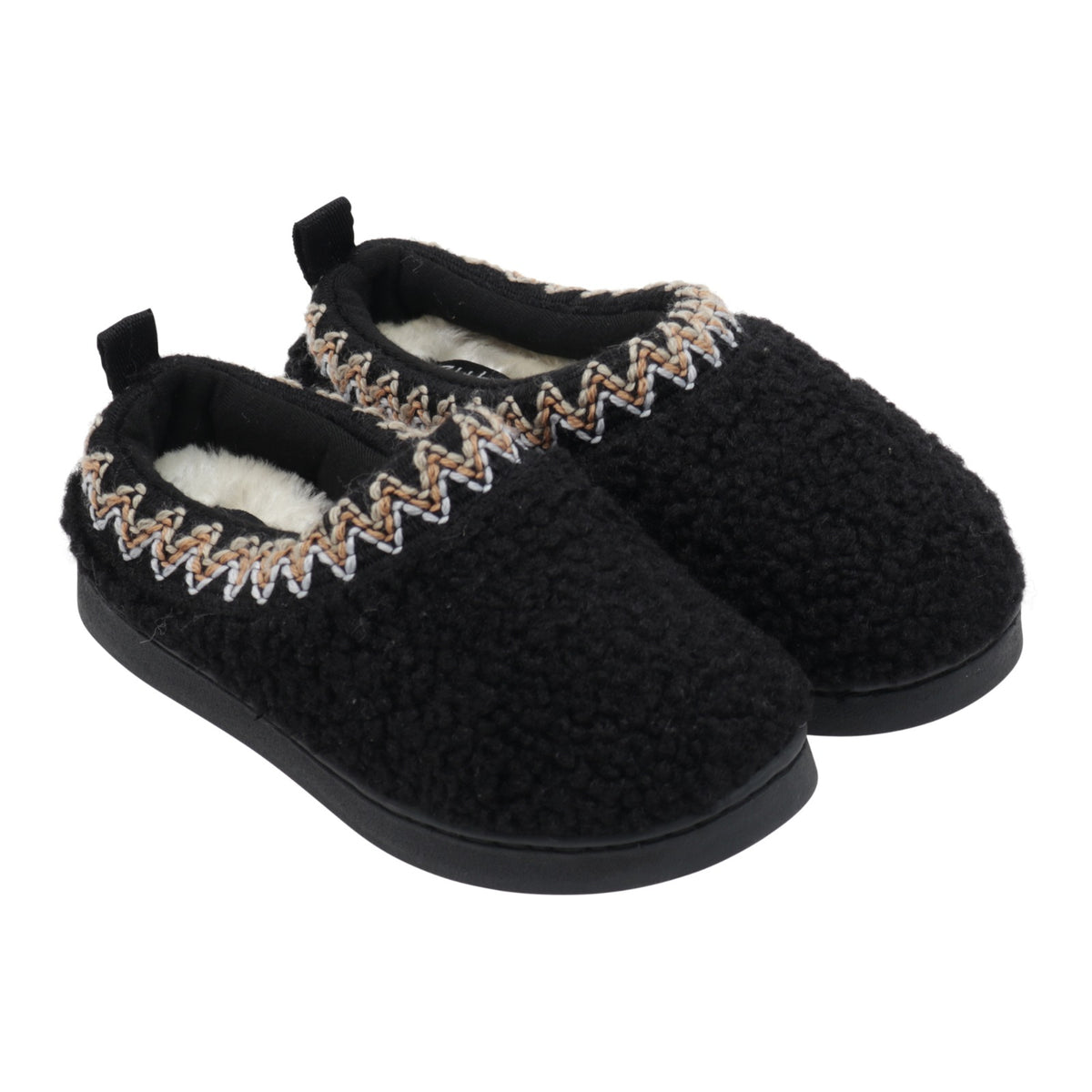 Shearling Embroidered Trim Slipper