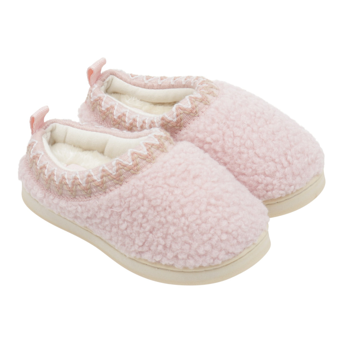 Shearling Embroidered Trim Slipper
