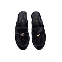 Crushed Velvet Slippers-Black