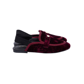 Crushed Velvet Slippers-Wine