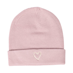 Embroidered Heart Beanie with Cuff