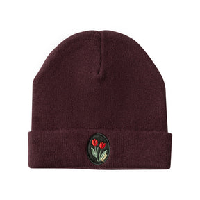Floral Patch Beanie with Cuff