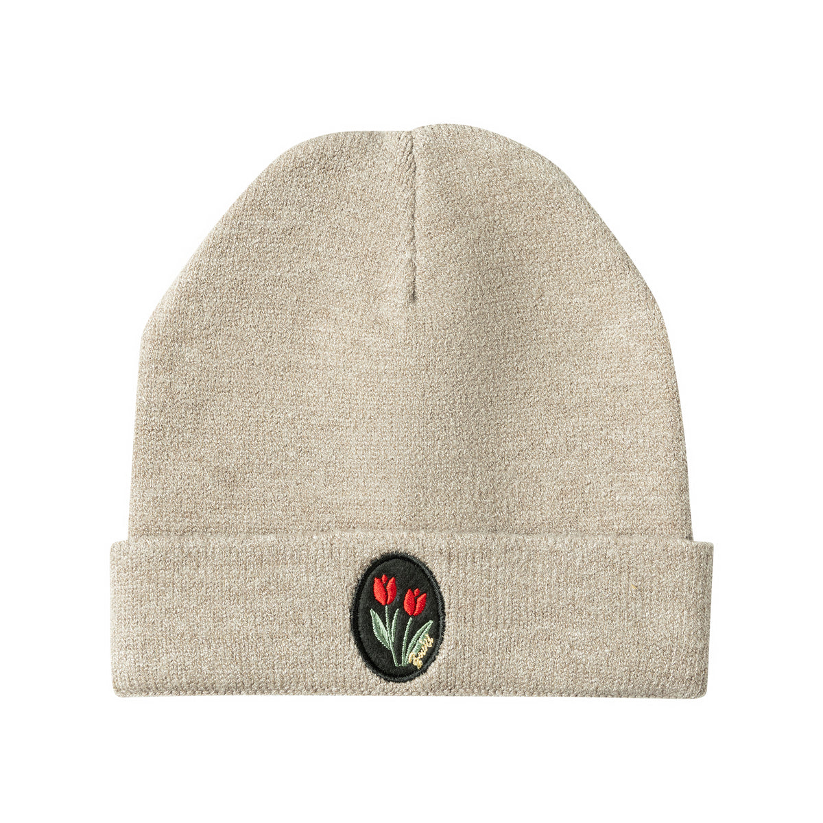 Floral Patch Beanie with Cuff