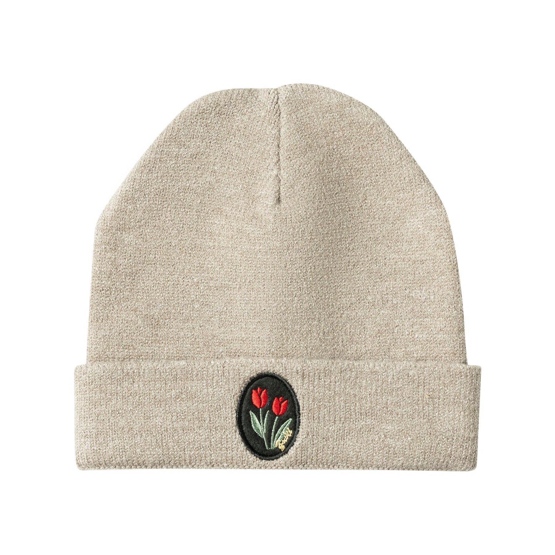 Floral Patch Beanie with Cuff