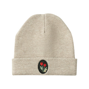 Floral Patch Beanie with Cuff