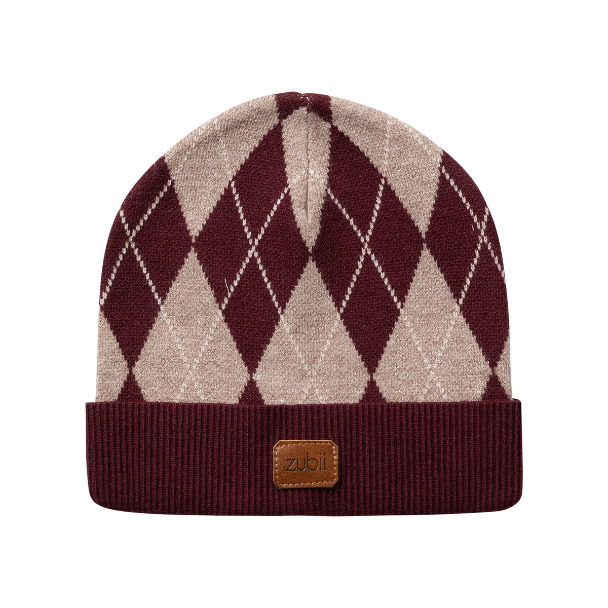 Argyle Knit Beanie with Cuff