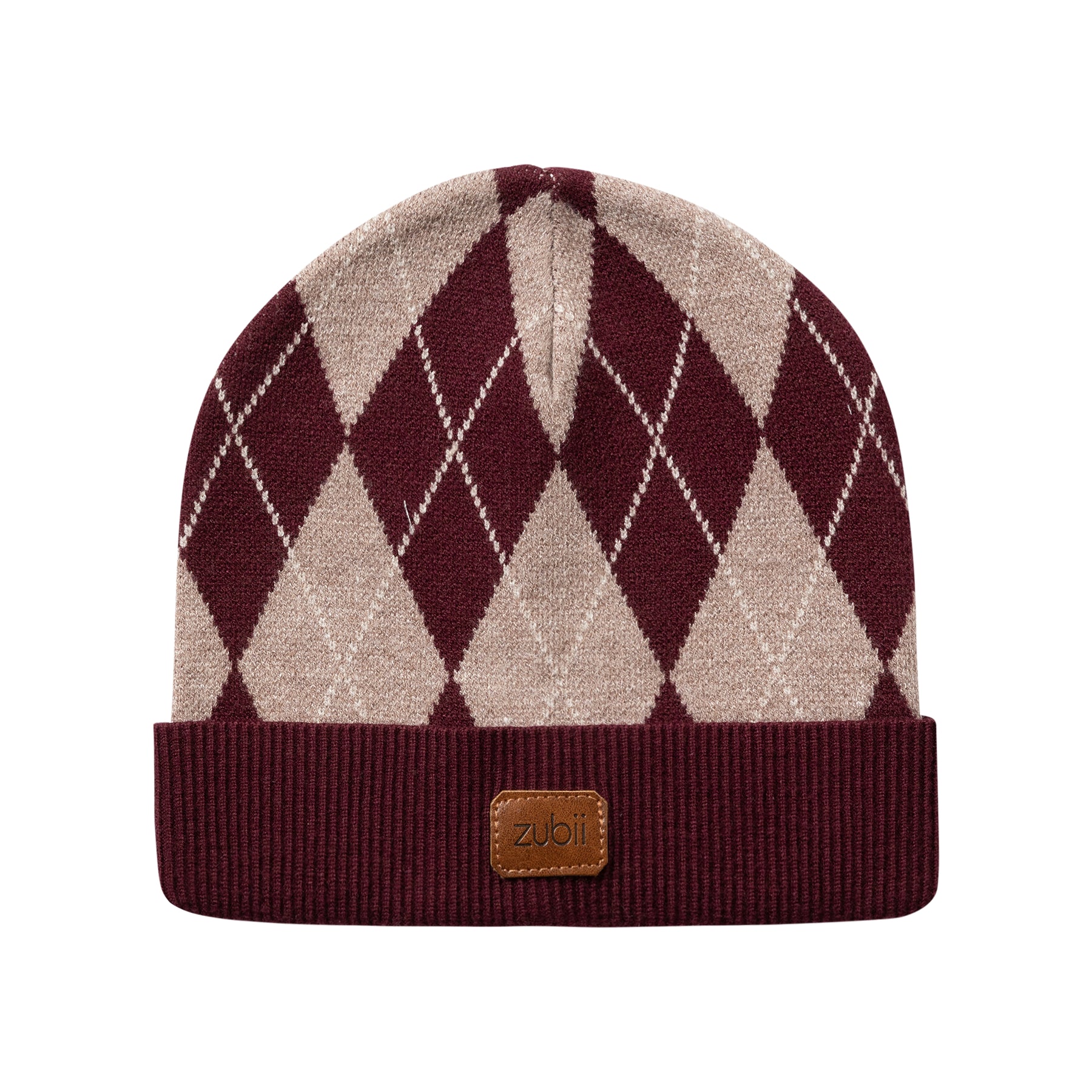 Argyle Knit Beanie with Cuff