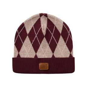 Argyle Knit Beanie with Cuff