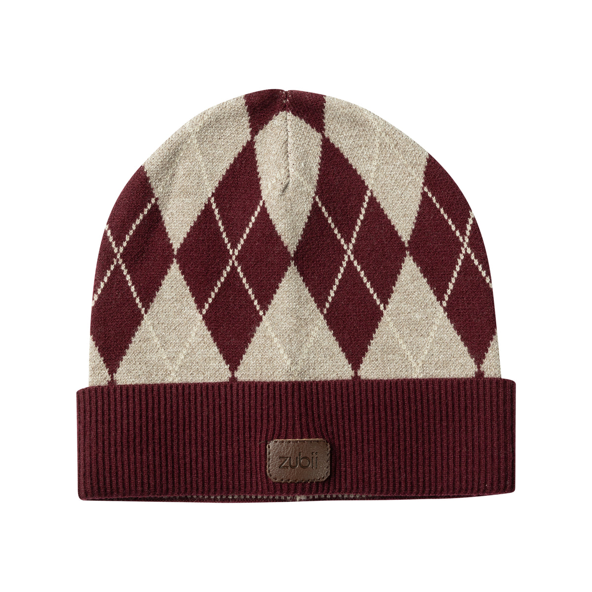 Argyle Knit Beanie with Cuff
