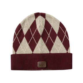 Argyle Knit Beanie with Cuff