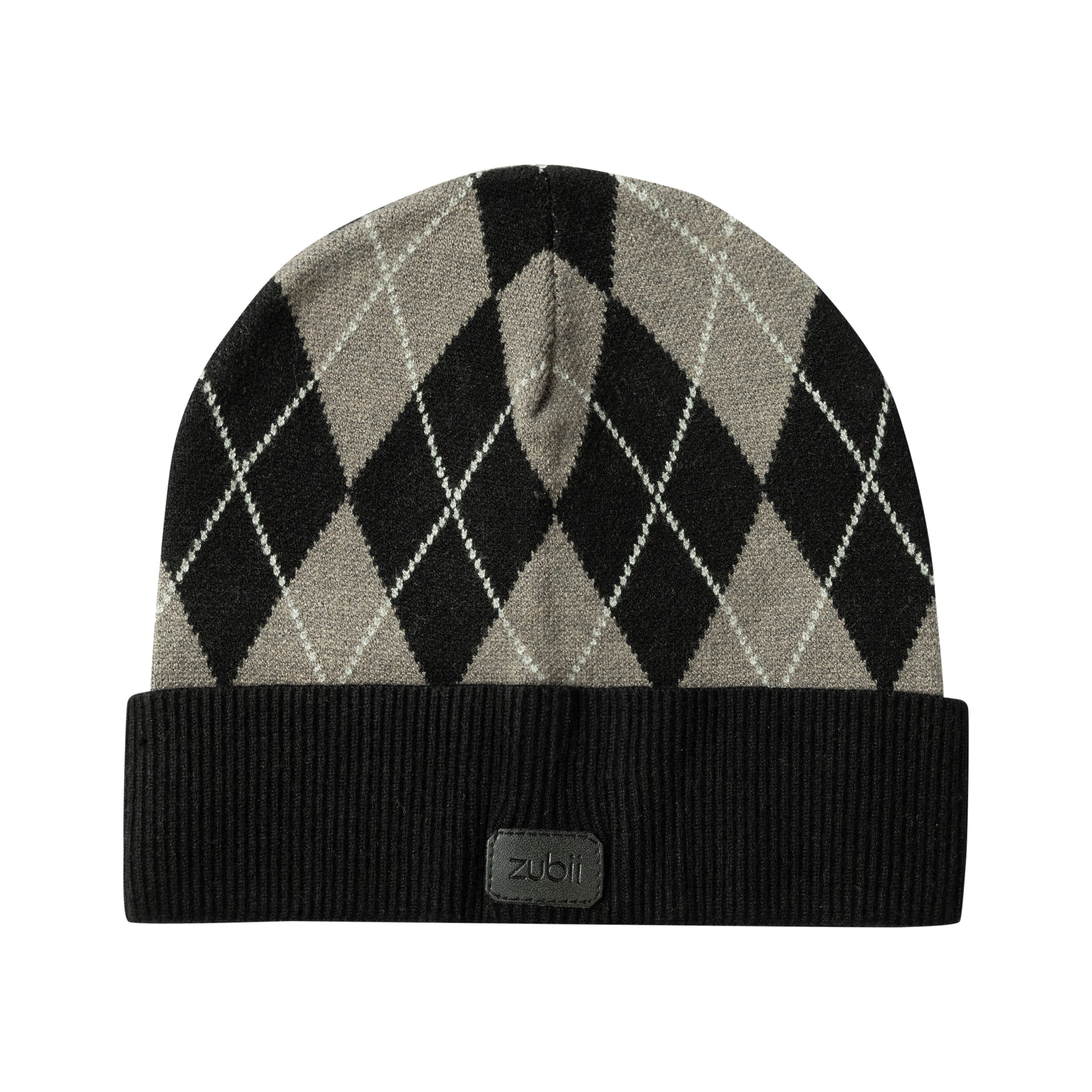 Argyle Knit Beanie with Cuff