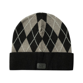 Argyle Knit Beanie with Cuff