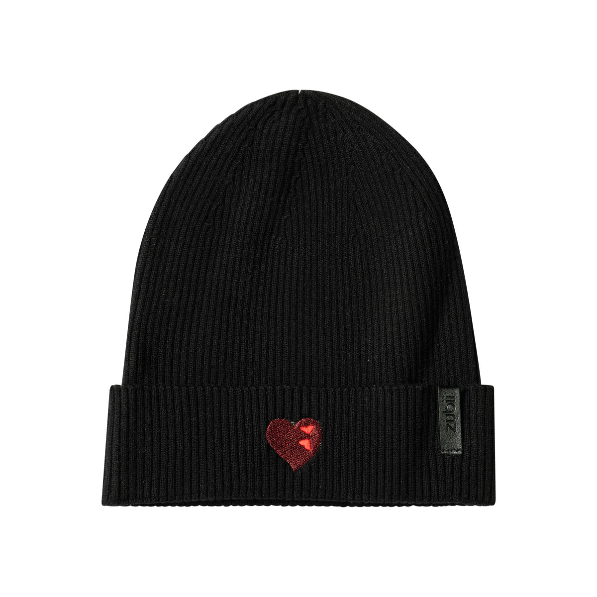 Embroidered Double Heart Beanie with Cuff