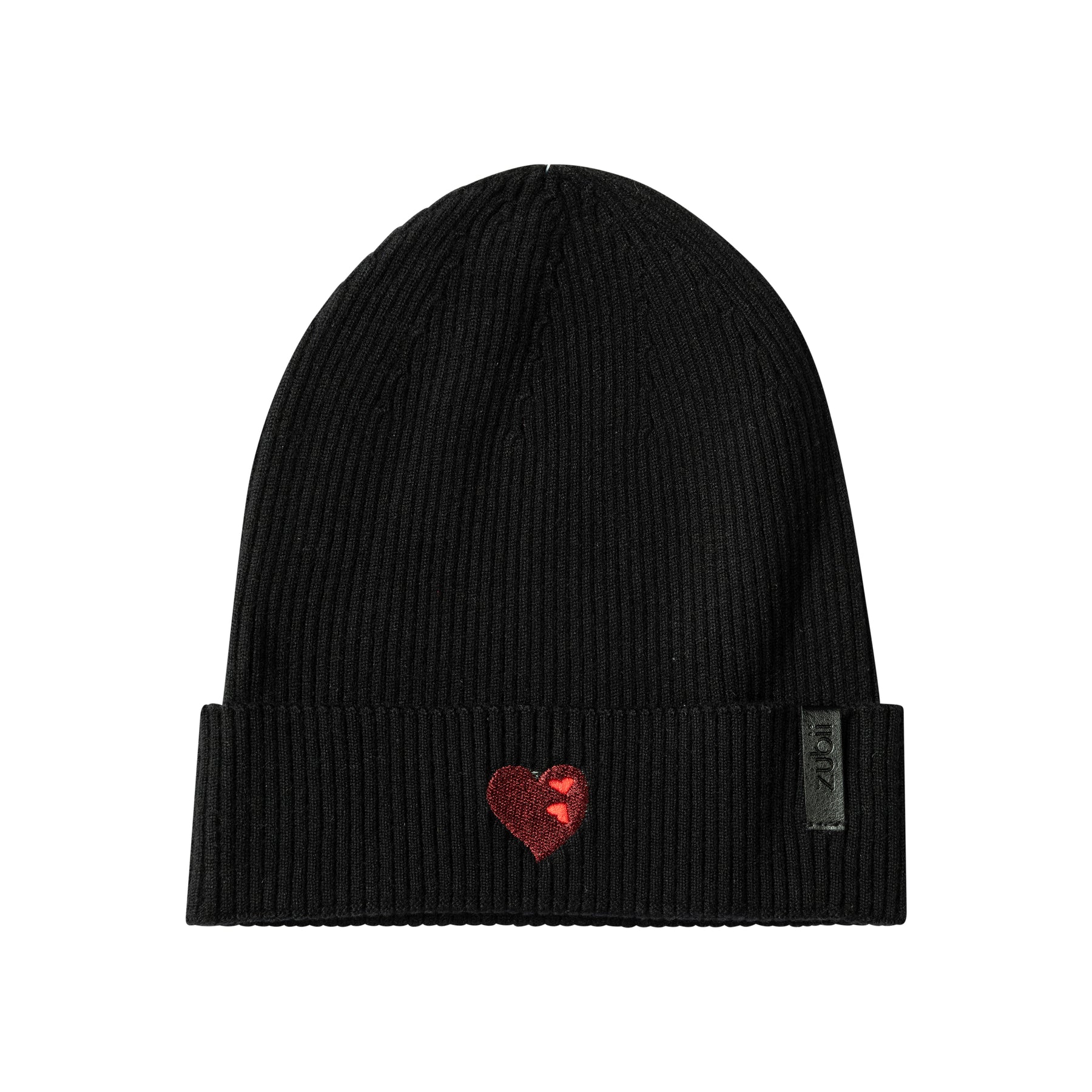 Embroidered Double Heart Beanie with Cuff