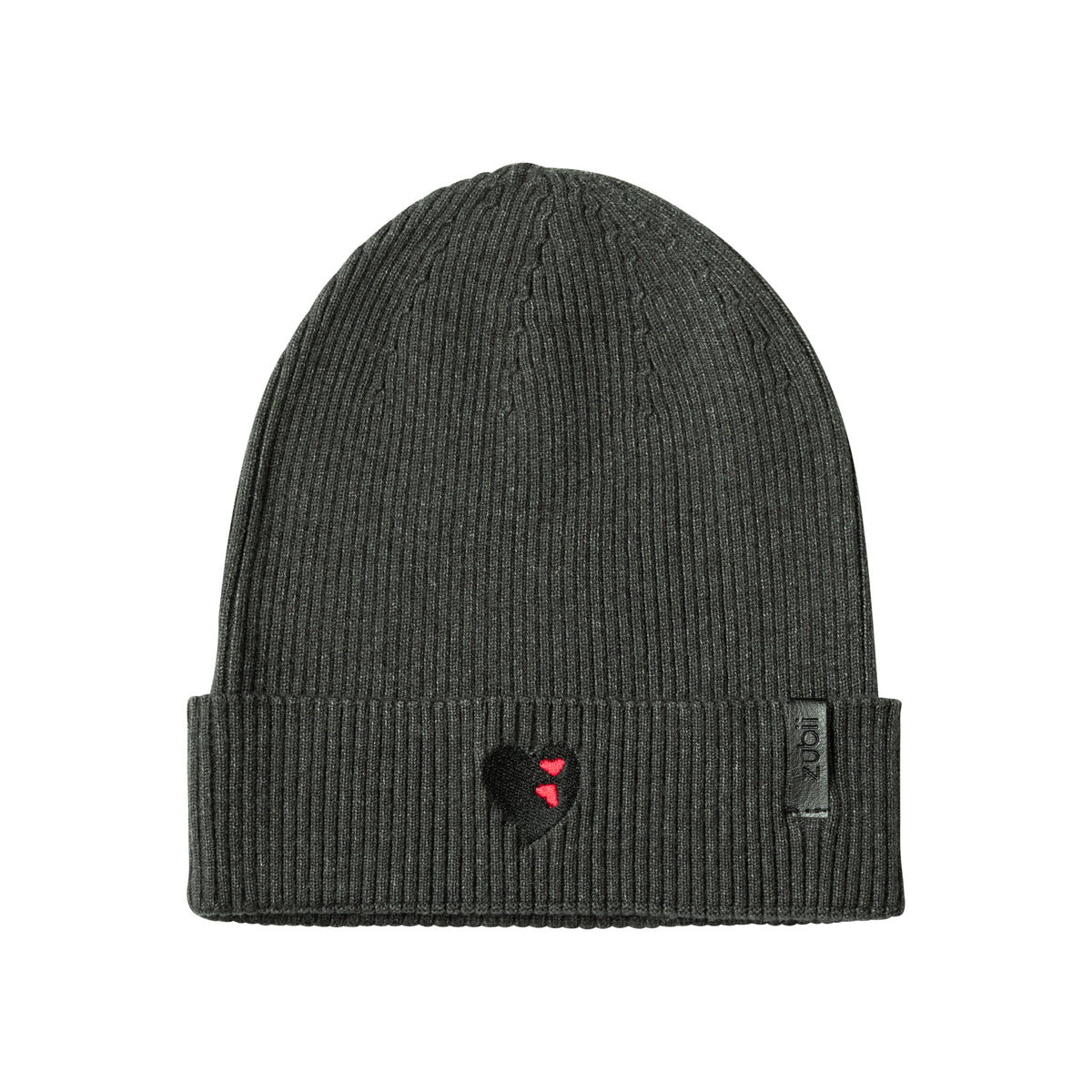 Embroidered Double Heart Beanie with Cuff