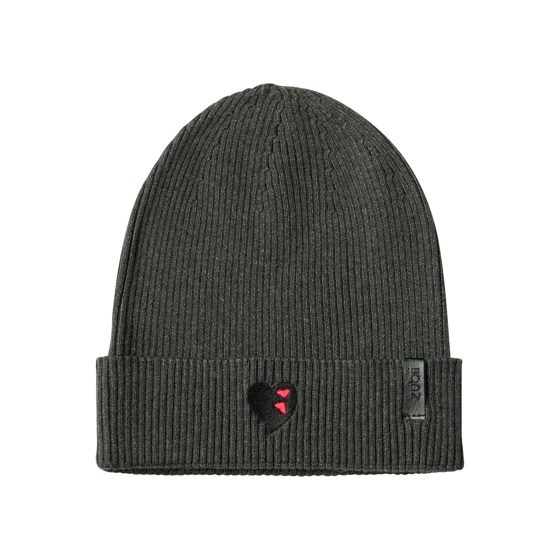 Embroidered Double Heart Beanie with Cuff
