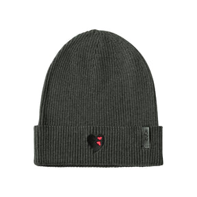 Embroidered Double Heart Beanie with Cuff