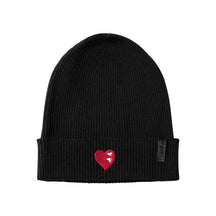 Embroidered Double Heart Beanie with Cuff