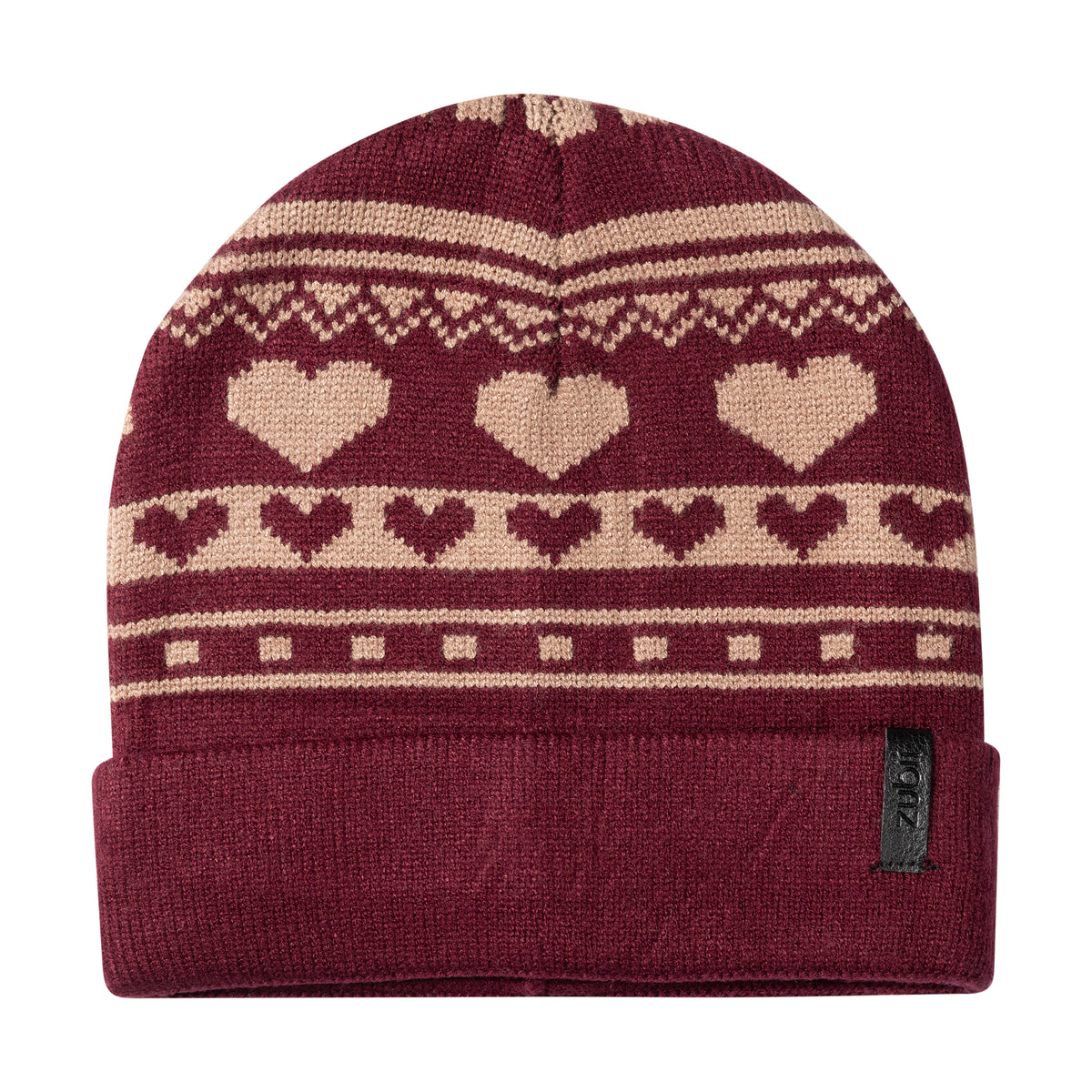 Vintage Heart Print Beanie with Cuff