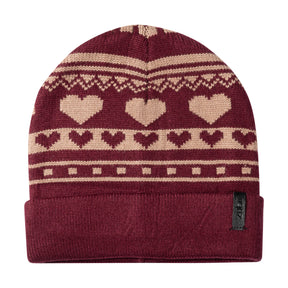 Vintage Heart Print Beanie with Cuff