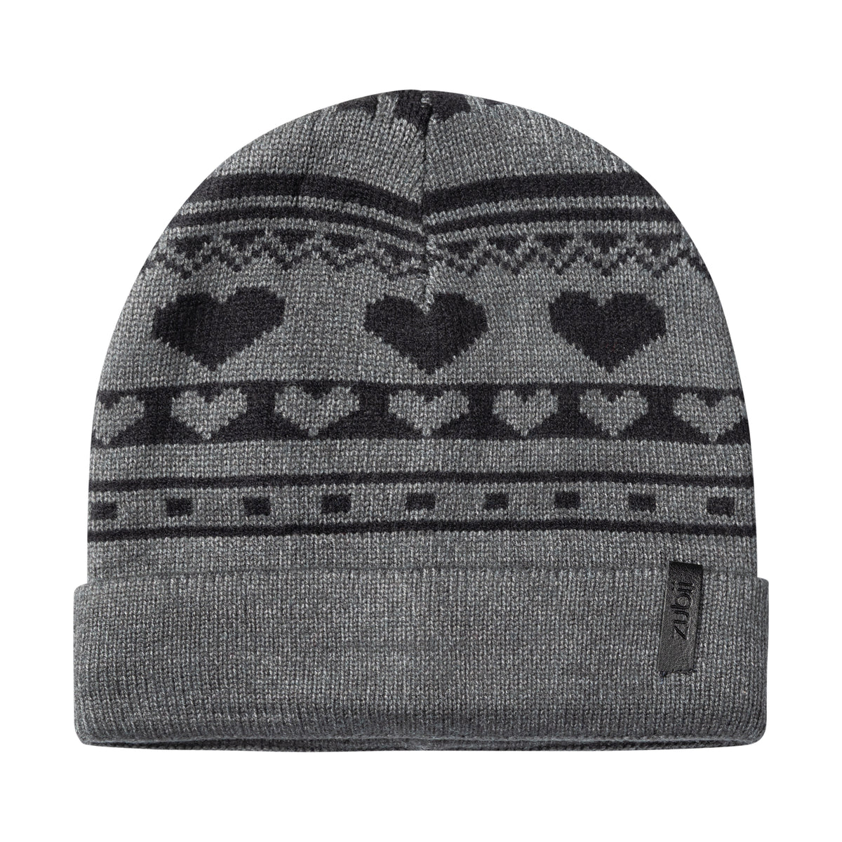 Vintage Heart Print Beanie with Cuff