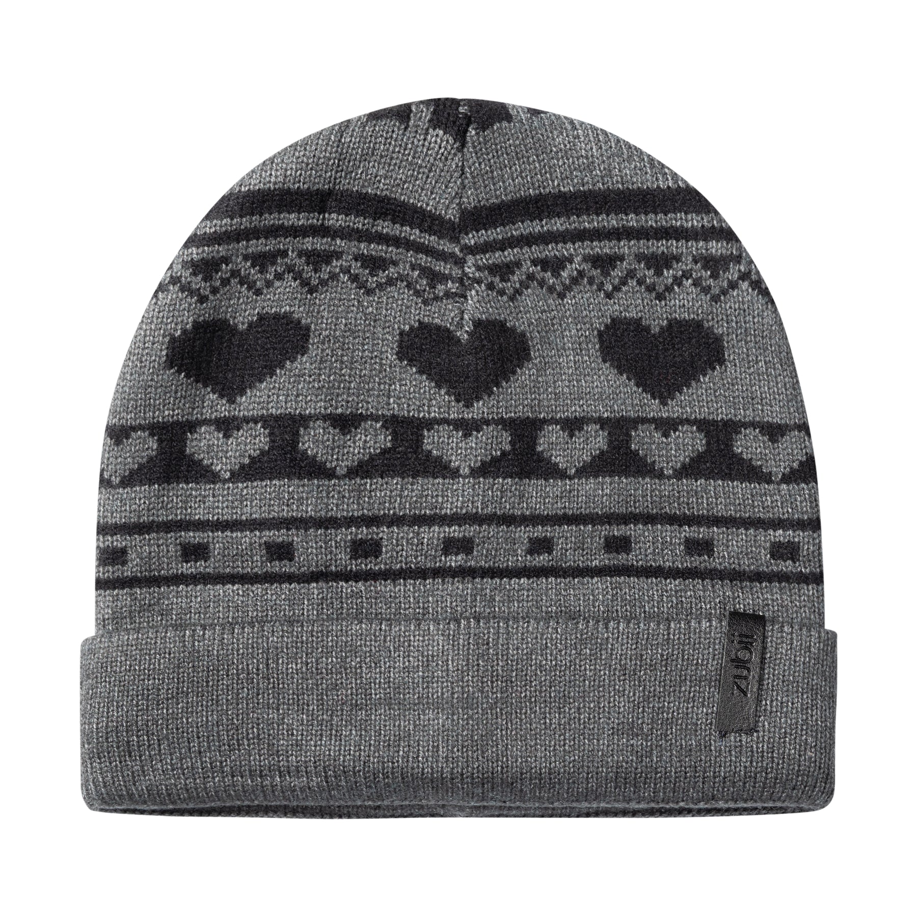 Vintage Heart Print Beanie with Cuff